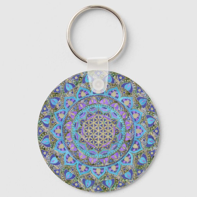 Chaveiro Flor Da Vida - Estilo De Mandala Índia 2 (Frente)
