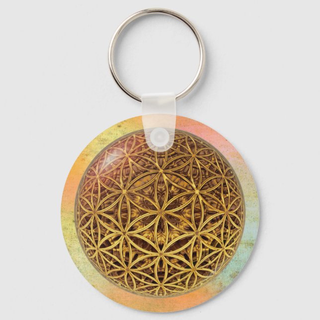 Chaveiro Flor da Vida / Flor de la Vida - grade de ouro (Frente)