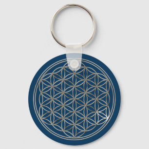 Chaveiro Flor da vida, Flower Of Life   silver blue/