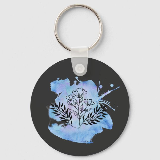 Chaveiro flor de aquarela (Frente)