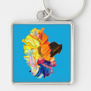 Chaveiro Flor de aquarela de cravo colorida
