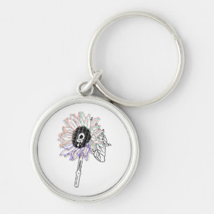 Chaveiro Flor de Arco-Íris Arte Funky