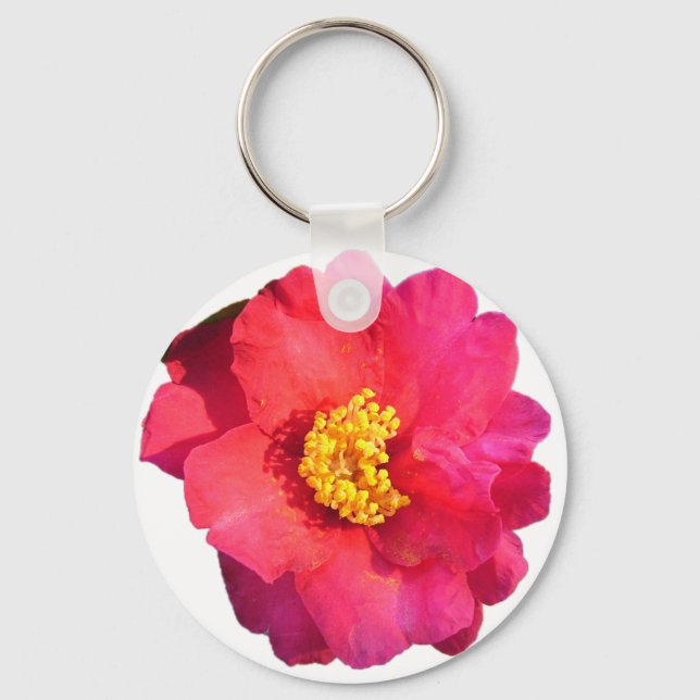Chaveiro flor de camélia rosa (Frente)