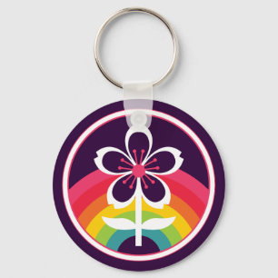 Chaveiro flor de cereja arco-íris