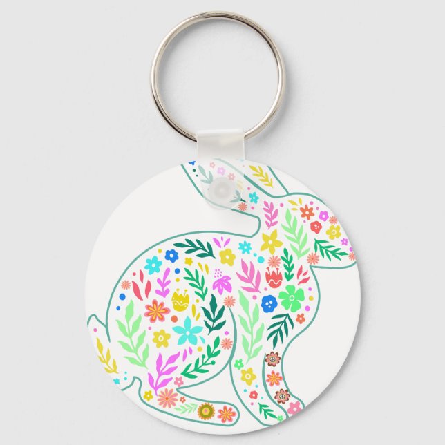 Chaveiro flor de coelho, retrô, vintage (Frente)
