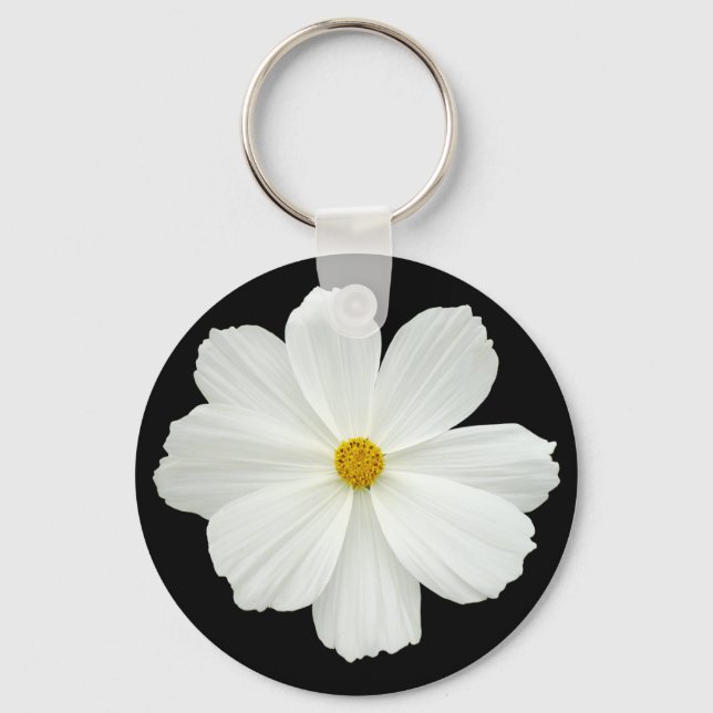 Chaveiro Flor de Cosmos Branco (Frente)