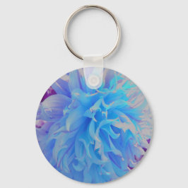 Chaveiro Flor de Dália Decorativa Azul Elegante