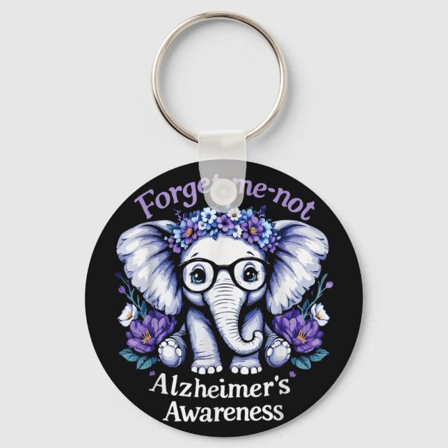 Chaveiro Flor de Elefante de Conscientização do Alzheimer N (Frente)