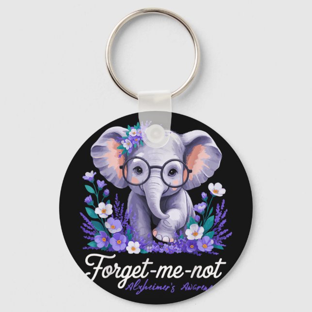 Chaveiro Flor de Elefante de Conscientização sobre Alzheime (Frente)