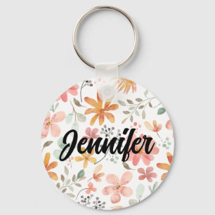 Chaveiro Flor de Flor Cor-de-Rosa Cor-de-Cor-de-Laranja-Cor