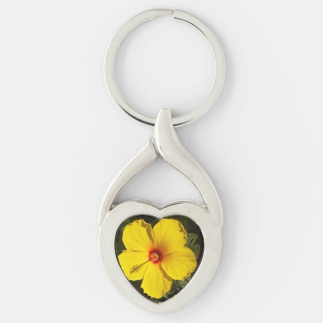 Chaveiro Flor de Hibiscus Amarelo (Frente)