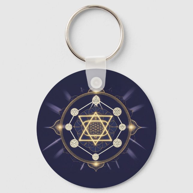 Chaveiro Flor de Infinito — Geometria Sagrada Celestial (Frente)