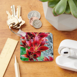 Chaveiro Flor de Lírio Olho de Estrela Vermelho