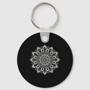 Chaveiro Flor de Lótus Ornamental Branco Mandala de Yoga _1