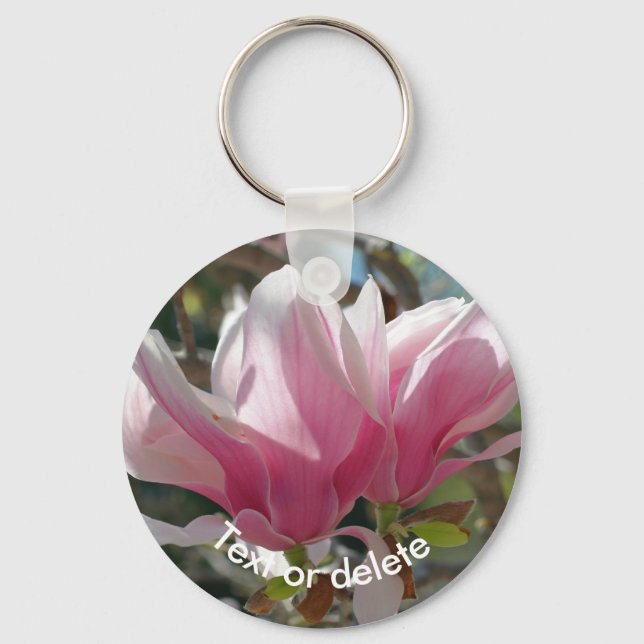 Chaveiro Flor de Magnólia Rosa Personalizada (Frente)