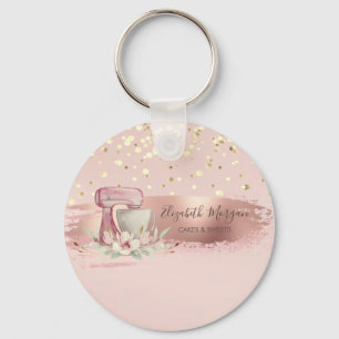 Chaveiro Flor de Mistura, Confete Dourado, Pincelada