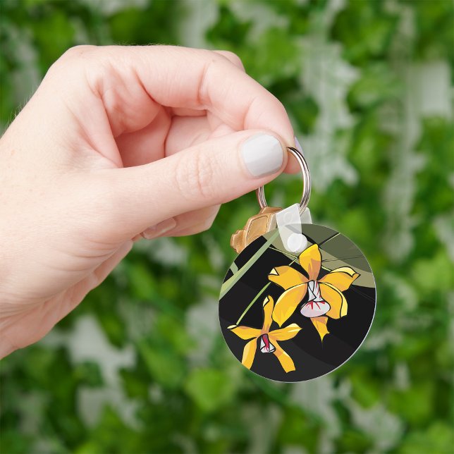 Chaveiro Flor de Orquídea Amarela Botânica Tropical (Criador carregado)