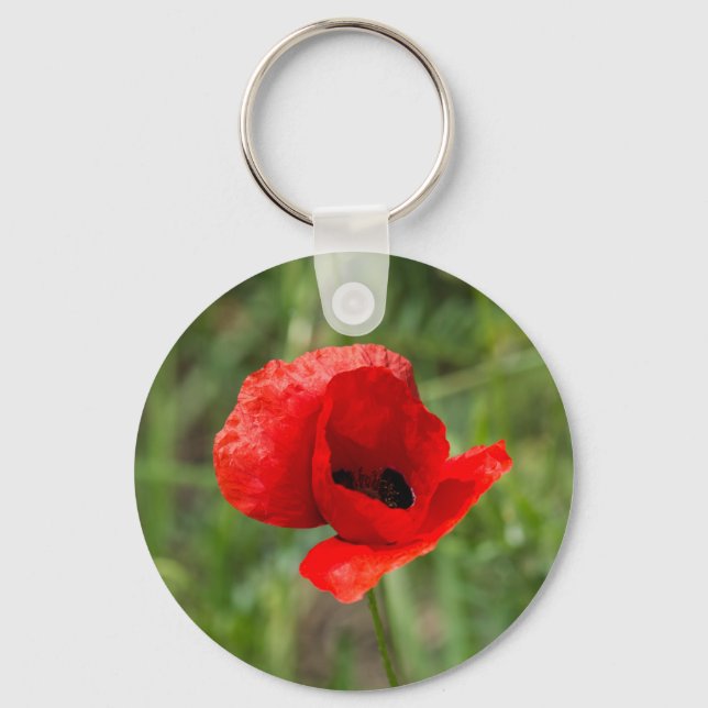Chaveiro Flor de papoila vermelha selvagem (Frente)