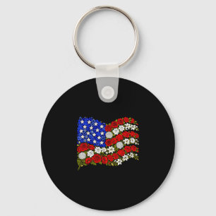 Chaveiro Flor de papoula vermelha bandeira americana lembra