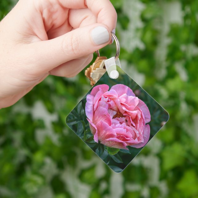 Chaveiro Flor de Peônia Rosa (Mão)