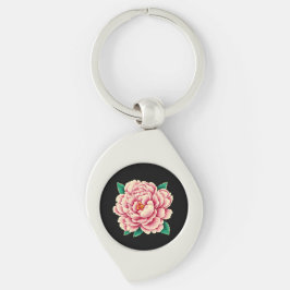 Chaveiro Flor de Peônia Rosa Vintage