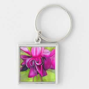 Chaveiro Flor de pop de cor da água rosa Fuchsia