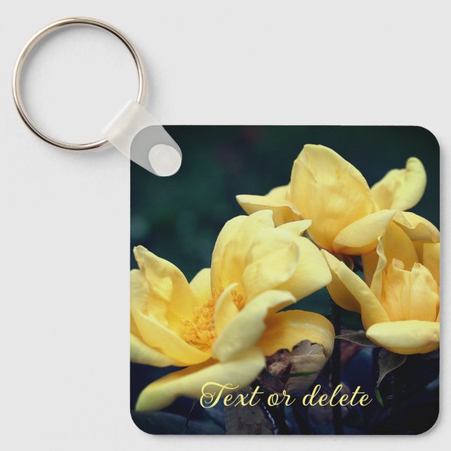 Chaveiro Flor de Rosebud Amarelo Personalizado (Frente)