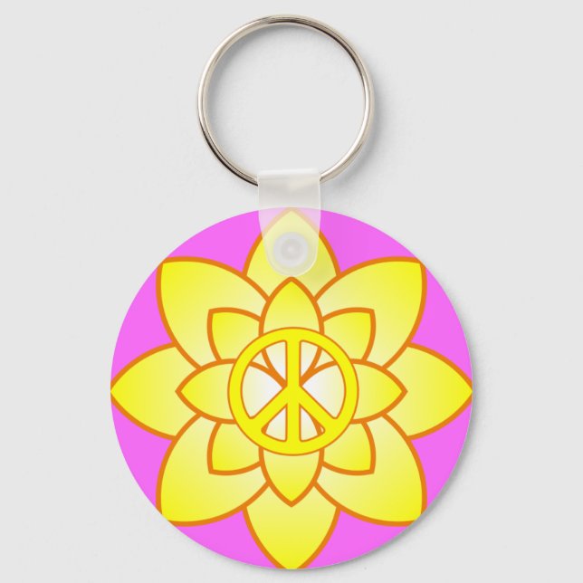 Chaveiro Flor de Símbolo de Paz - Amarelo (Frente)