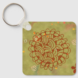 Chaveiro Flor de Sol Verde Ferrugem Moderna