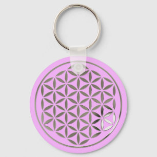 Chaveiro Flor De Vida 1 - Carimbo De Prata cor-de-rosa cl
