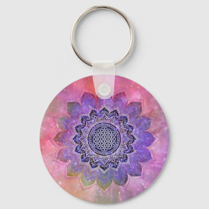 Chaveiro Flor De Vida - Estilo De Vintage Espaço De Galáxia