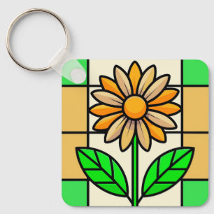 Chaveiro Flor de vidro contida