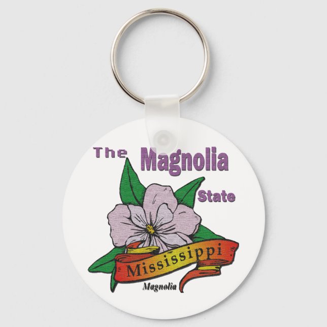 Chaveiro Flor do Estado da Magnolia do Mississippi (Frente)