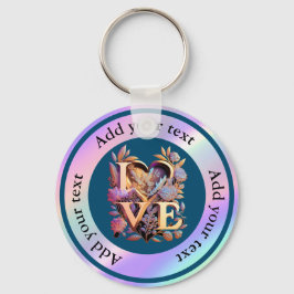 Chaveiro Flor Elegante, Amor Coração e Ouro