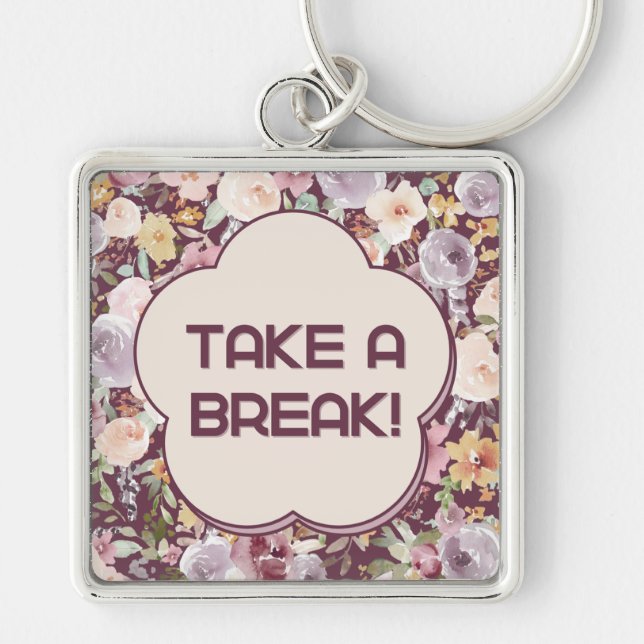 Chaveiro Flor estética púrpura e branca (Frente)