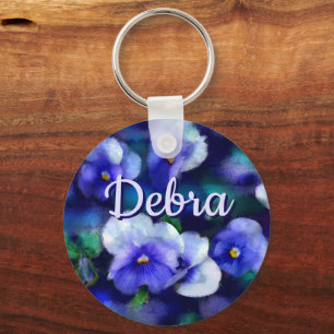 Chaveiro Flor Floral de Flores Azul Personalizado
