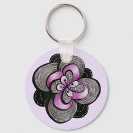 Chaveiro Flor Gótica Purple Abstrato Floral Preto