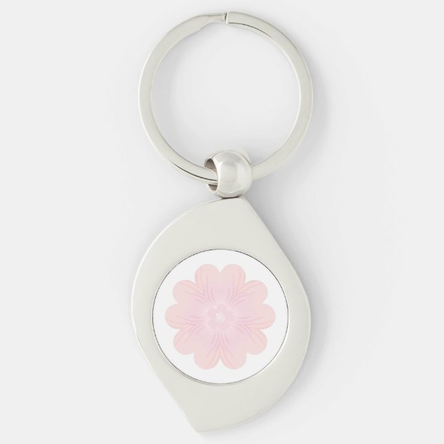 Chaveiro Flor Gráfica Rosa Pastel Suave (Frente)