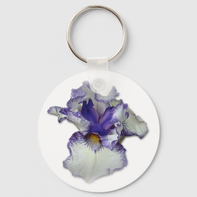 Chaveiro Flor Íris Branca e Azul (Frente)