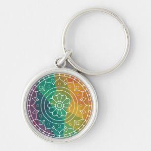 Chaveiro Flor Mandala índia arco-íris colorida