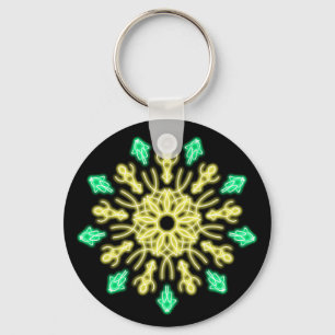 Chaveiro Flor néon amarela e verde