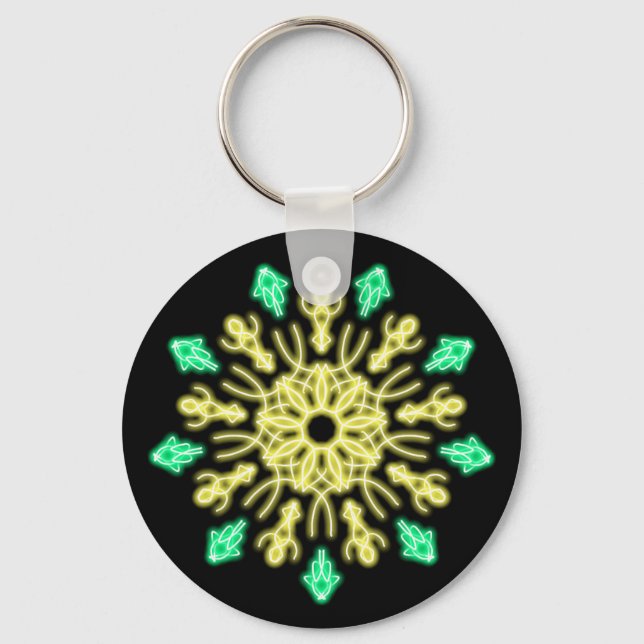 Chaveiro Flor néon amarela e verde (Frente)
