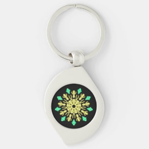 Chaveiro Flor néon amarela e verde
