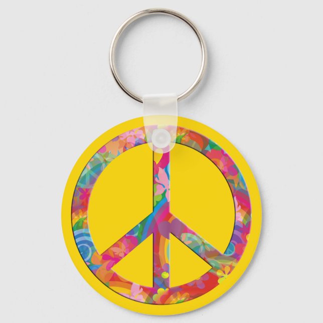 Chaveiro Flor Power Peace | amarelo (Frente)