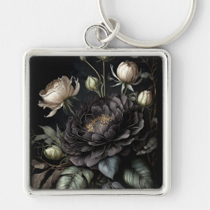 Chaveiro Flor Preto Rosa de Disposição Gótica