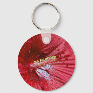 Chaveiro Flor Red Hibiscus Com Foto De Gotas De Chuva