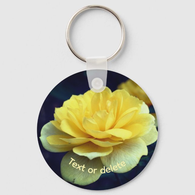 Chaveiro Flor Rosa Amarelo Personalizado (Frente)