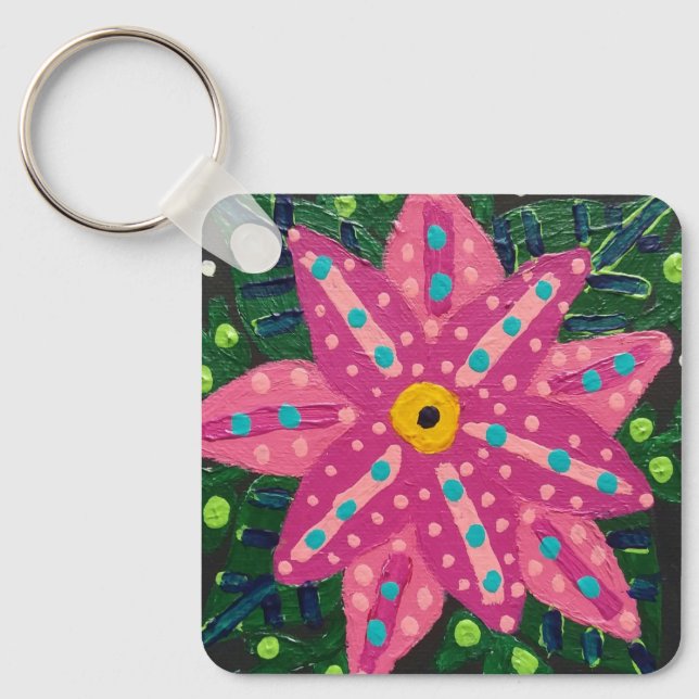 Chaveiro Flor Rosa Artsy (Frente)