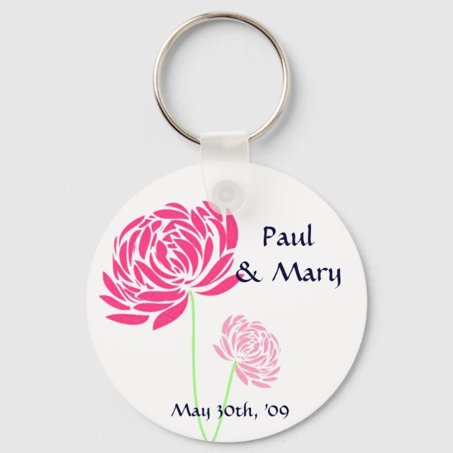 Chaveiro Flor rosa personalizável (Frente)