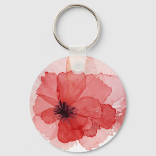 Chaveiro Flor rosa vermelha da papoila da aguarela bonito